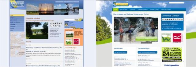 Gegenüberstellung alte und neue Homepage für Driedorf.de