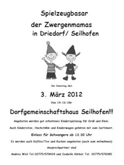 Plakat Spielzeugbasar der Zwergenmamas in Driedorf/ Seilhofen