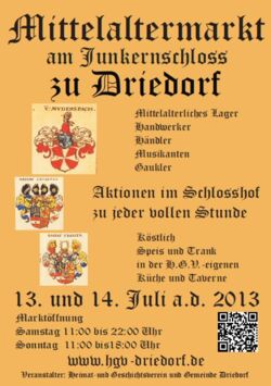 Plakat Mittelaltermarkt 2013 in Driedorf