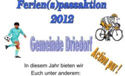 Plakat Ferienpassaktion 2012 der Gemeinde Driedorf (oberer Abschnitt)